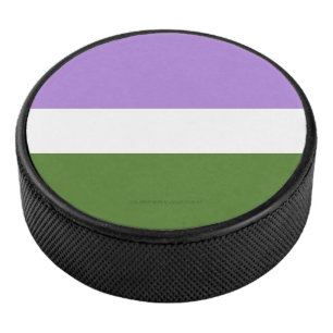 SlipperyJoe's genderqueer pride flag lavender blen Hockey Puck