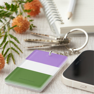 SlipperyJoe's genderqueer pride flag lavender blen Keychain