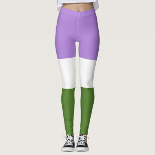SlipperyJoe's genderqueer pride flag lavender blen Leggings