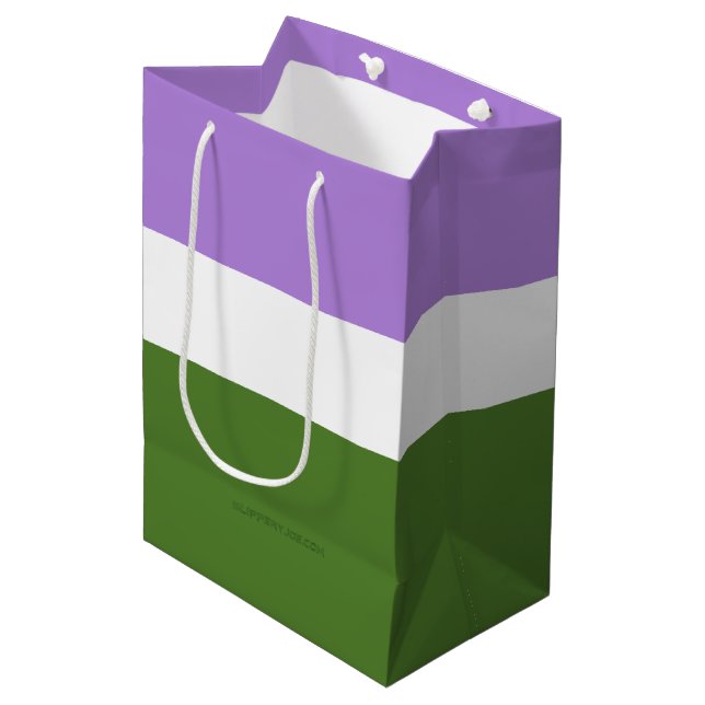 SlipperyJoe's genderqueer pride flag lavender blen Medium Gift Bag (Front Angled)