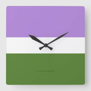 SlipperyJoe's genderqueer pride flag lavender blen Square Wall Clock