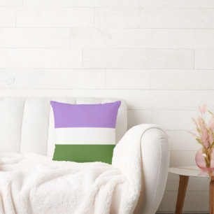 SlipperyJoe's genderqueer pride flag lavender blen Throw Pillow