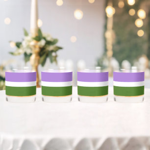 SlipperyJoe's genderqueer pride flag lavender blen Whiskey Glass