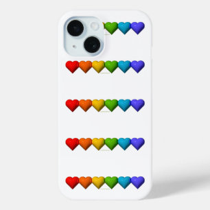 SlipperyJoe's glossy 3D heart shapes glyphs create iPhone 15 Case