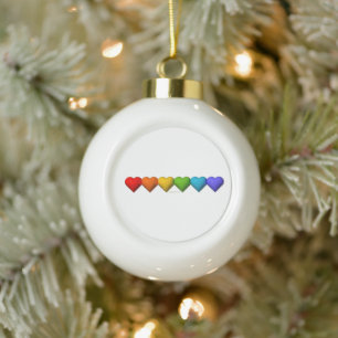 SlipperyJoe's glossy 3D heart shapes glyphs create Ceramic Ball Christmas Ornament