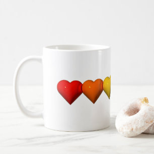 SlipperyJoe's glossy 3D heart shapes glyphs create Coffee Mug