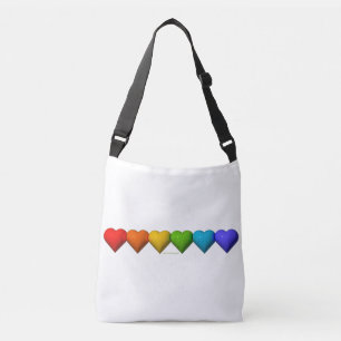 SlipperyJoe's glossy 3D heart shapes glyphs create Crossbody Bag