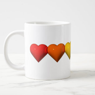 SlipperyJoe's glossy 3D heart shapes glyphs create Large Coffee Mug