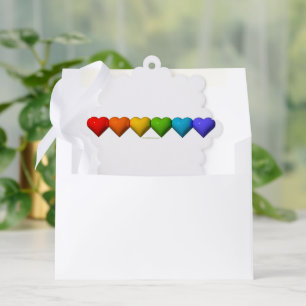 SlipperyJoe's glossy 3D heart shapes glyphs create Ornament Card