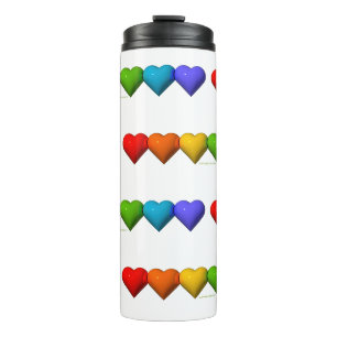 SlipperyJoe's glossy 3D heart shapes glyphs create Thermal Tumbler