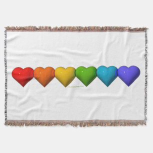 SlipperyJoe's glossy 3D heart shapes glyphs create Throw Blanket