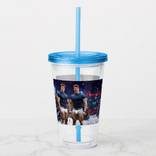 SlipperyJoe's glowing Christmas trees two muscular Acrylic Tumbler