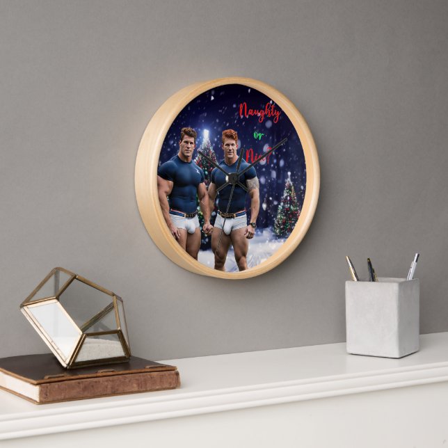SlipperyJoe's glowing Christmas trees two muscular Clock (Office)