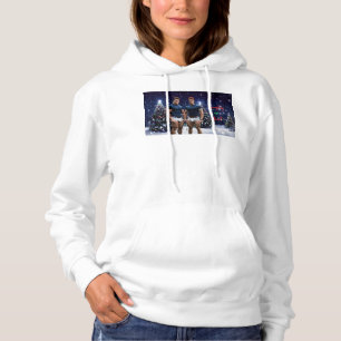 SlipperyJoe's glowing Christmas trees two muscular Hoodie
