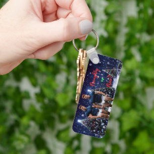 SlipperyJoe's glowing Christmas trees two muscular Keychain