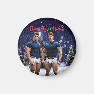 SlipperyJoe's glowing Christmas trees two muscular Magnet