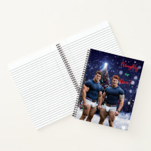 SlipperyJoe's glowing Christmas trees two muscular Notebook