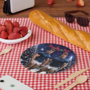 SlipperyJoe's glowing Christmas trees two muscular Paper Plate
