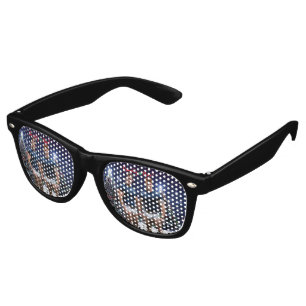 SlipperyJoe's glowing Christmas trees two muscular Retro Sunglasses