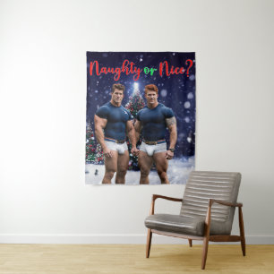 SlipperyJoe's glowing Christmas trees two muscular Tapestry