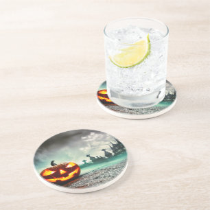 SlipperyJoe's glowing jack‑o’-lantern Halloween wa Coaster