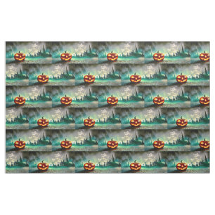 SlipperyJoe's glowing jack‑o’-lantern Halloween wa Fabric