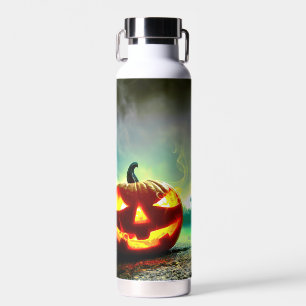 SlipperyJoe's glowing jack‑o’-lantern Halloween wa Water Bottle