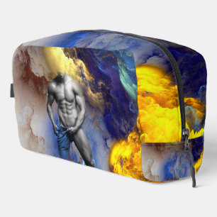 SlipperyJoe's grayscale muscular man physique yell Dopp Kit