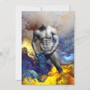 SlipperyJoe's grayscale muscular man physique yell Holiday Card
