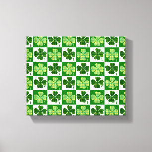 SlipperyJoe's green four-leaf clovers Saint Patric Canvas Print