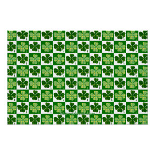 SlipperyJoe's green four-leaf clovers Saint Patric Poster