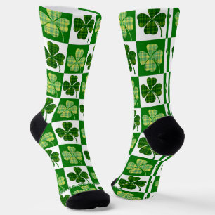 SlipperyJoe's green four-leaf clovers Saint Patric Socks