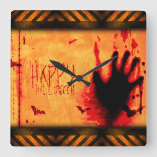 SlipperyJoe's gritty Happy Halloween graphic jagge Square Wall Clock