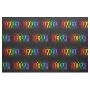 SlipperyJoe's group people holding hands forming l Fabric