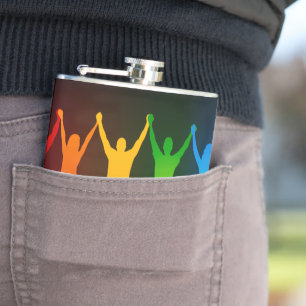 SlipperyJoe's group people holding hands forming l Hip Flask