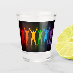 SlipperyJoe's group people holding hands forming l Shot Glass