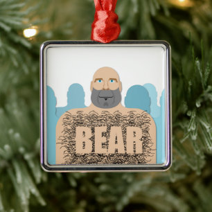 SlipperyJoe's hairy body bear body man unshaven ca Metal Ornament