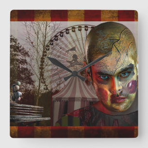 SlipperyJoe's Halloween creepy man doll surreal ca Square Wall Clock