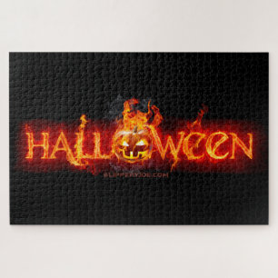 SlipperyJoe's Halloween massive fiery lettering ca Jigsaw Puzzle
