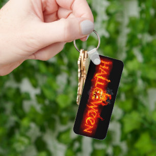 SlipperyJoe's Halloween massive fiery lettering ca Keychain