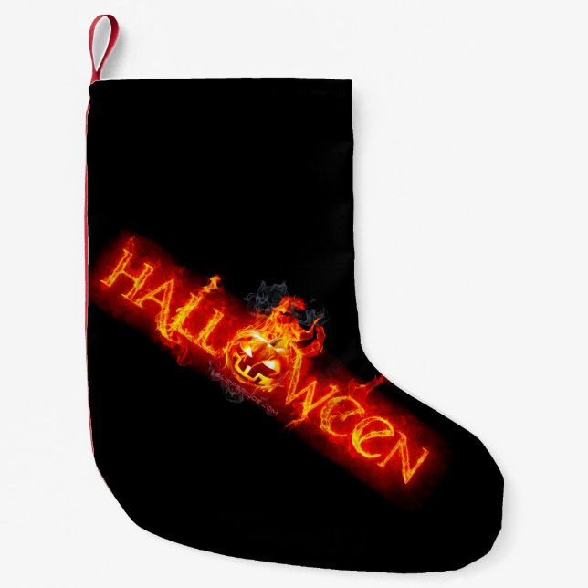SlipperyJoe's Halloween massive fiery lettering ca Small Christmas Stocking (Front)
