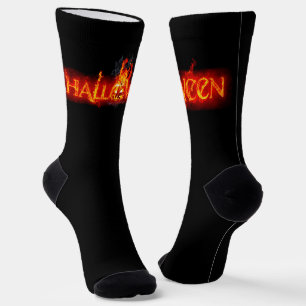 SlipperyJoe's Halloween massive fiery lettering ca Socks
