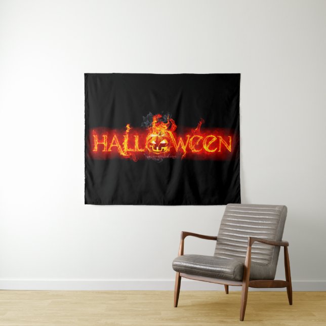 SlipperyJoe's Halloween massive fiery lettering ca Tapestry (In Situ (Horizontal))