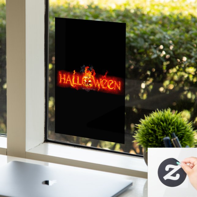 SlipperyJoe's Halloween massive fiery lettering ca Window Cling (Office)