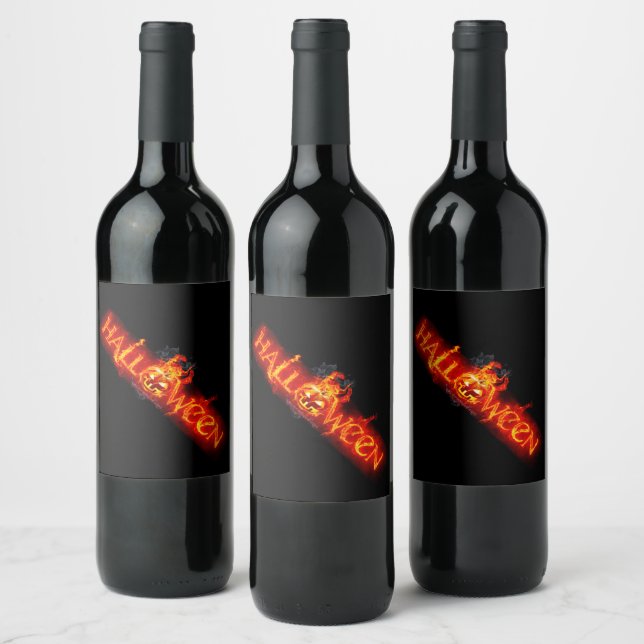 SlipperyJoe's Halloween massive fiery lettering ca Wine Label (Bottles)