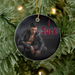 SlipperyJoe's Halloween pale vampiric figure fangs Ceramic Ornament
