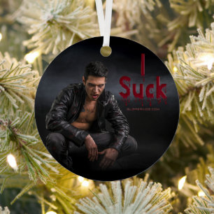 SlipperyJoe's Halloween pale vampiric figure fangs Metal Ornament