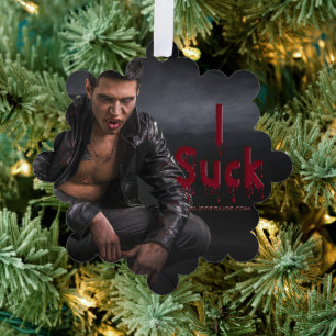 SlipperyJoe's Halloween pale vampiric figure fangs Ornament Card