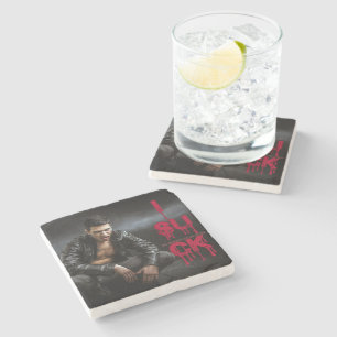 SlipperyJoe's Halloween pale vampiric figure fangs Stone Coaster