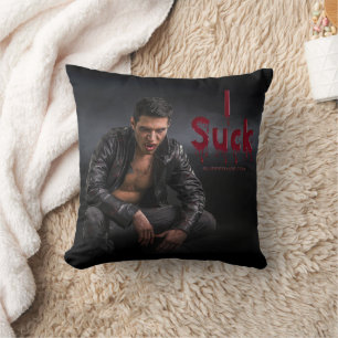 SlipperyJoe's Halloween pale vampiric figure fangs Throw Pillow